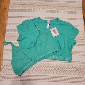 Fenty Intimates By Rihanna Teal Bralette & Crop Top Set - Women Intimates